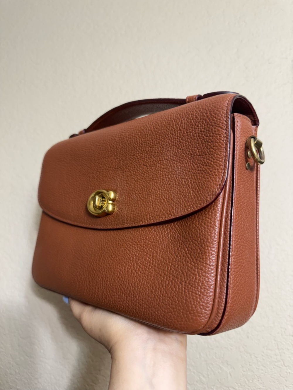 RARE Coach Cassie Pebbled Leather Top-Handle Crossbody - Chestnut Brown Saddle - Picture 3 of 6